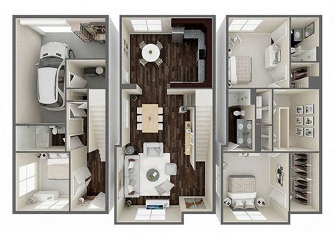 Floor plan for 3 beds, 3 baths, 2160 sqft